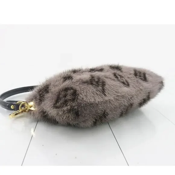 Louis Vuitton Mink Fur Bag Monogram Milla Vision MM Gray Vintage Rare Shoulder - Picture 6 of 14